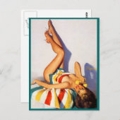 ヴィンテージレトロ電話ピンアップガール ポストカード (正面/裏面)