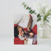 ヴィンテージレトロ電話ピンナップガール ポストカード (スタンド正面)