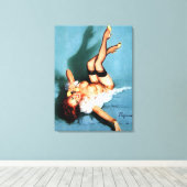 ヴィンテージレトロ電話ピンナップ キャンバスプリント (インサイチュ (ウッドフロア))