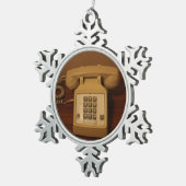 ヴィンテージレトロ電話 スノーフレークピューターオーナメント (右)