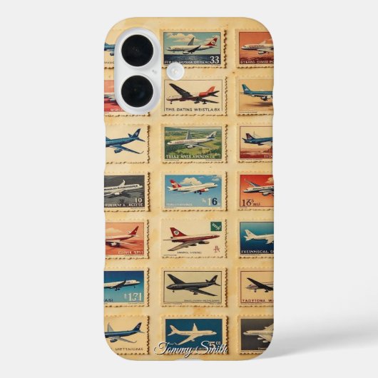 ヴィンテージレトロ飛行機スタンプ Case-Mate iPhoneケース (裏面)