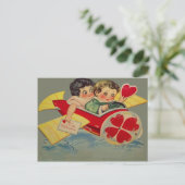 ヴィンテージレトロ飛行機バレンタインカード シーズンポストカード (スタンド正面)