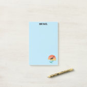 ヴィンテージレトロ飛行機&サンセット名前をカスタムするシンプルー ポストイット (デスク上)