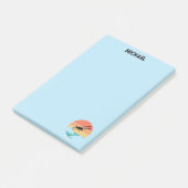 ヴィンテージレトロ飛行機&サンセット名前をカスタムするシンプルー ポストイット (アングル)