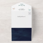 ヴィンテージレトロ飛行船かわいいブリンプネイビーベイビーシャワー オールインワン招待状 (外側)