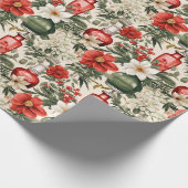 ヴィンテージレトロ香水ボトルクリスマス花模様 ラッピングペーパー (角)