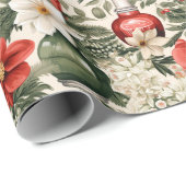 ヴィンテージレトロ香水ボトルクリスマス花模様 ラッピングペーパー (ロールコーナー)