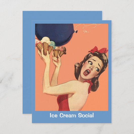 ヴィンテージレトロ驚きバースデーパーティ招待状 招待状 (正面/裏面)