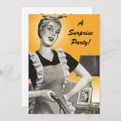 ヴィンテージレトロ驚きバースデーパーティ招待状 招待状 (正面/裏面)