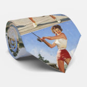 ヴィンテージレトロ魚釣りピンナップガール ネクタイ (ロール)