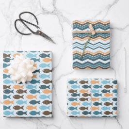 ヴィンテージレトロ魚 ラッピングペーパーシート