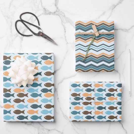 ヴィンテージレトロ魚 ラッピングペーパーシート (正面)
