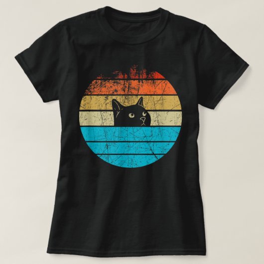 ヴィンテージレトロ黒猫Tシャツ Tシャツ (デザイン正面)