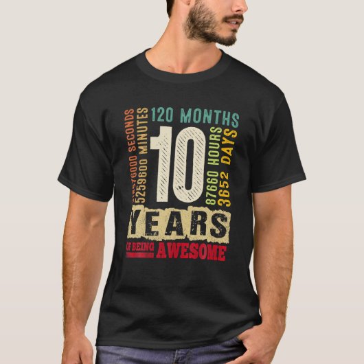 ヴィンテージレトロ10番目の誕生日衣装10年Bei Tシャツ (正面)