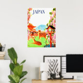 ヴィンテージレトロ1930sトラベルディアテンプルジャパンAsia ポスター (ホームオフィス)