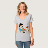 ヴィンテージレトロ1950キッチガール愛犬 Tシャツ (正面フル)