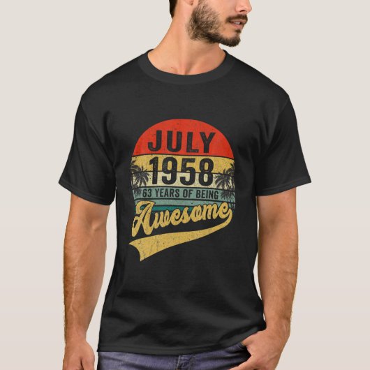 ヴィンテージレトロ1958年7月63日誕生日ギフト63年 Tシャツ (正面)