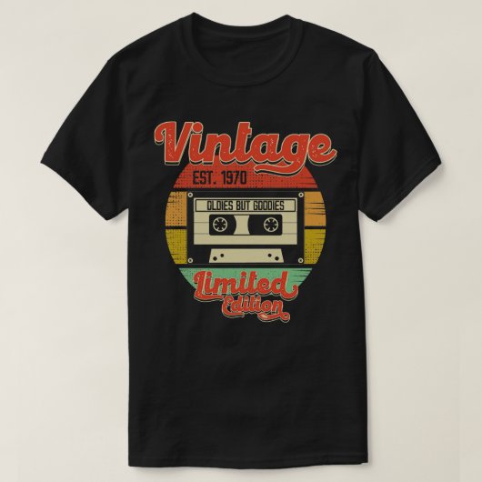 ヴィンテージレトロ1970カセットテープOldies But Goodie Tシャツ (デザイン正面)