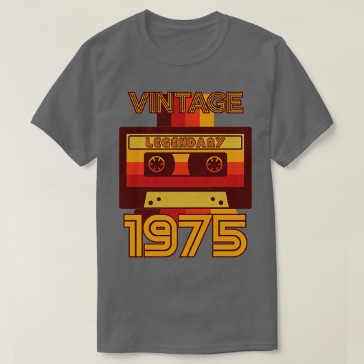 ヴィンテージレトロ1975伝説的カセットテープ Tシャツ (デザイン正面)