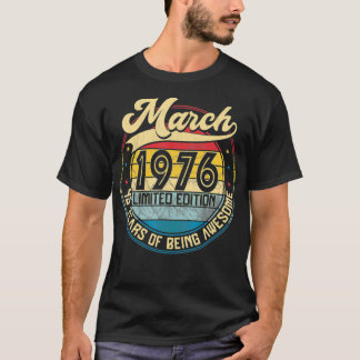 ヴィンテージレトロ1976年3月45日誕生日ギフト45年 Tシャツ