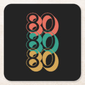 ヴィンテージレトロ1980赤グリーンイエロー スクエアペーパーコースター (正面)