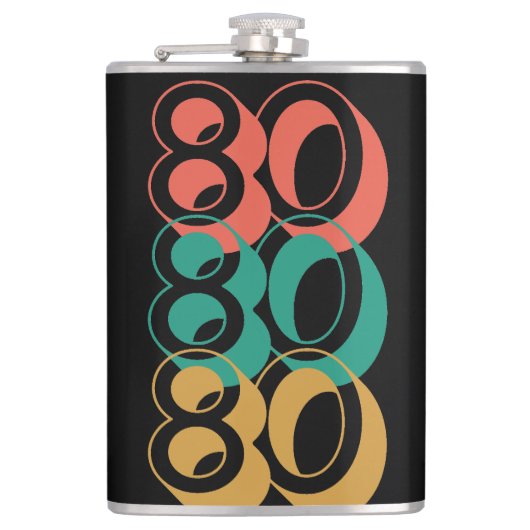 ヴィンテージレトロ1980赤グリーンイエロー フラスク (正面)