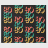 ヴィンテージレトロ1980赤グリーンイエロー ラッピングペーパー (フラット)