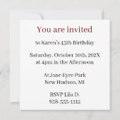 ヴィンテージレトロ1980赤グリーンイエロー 招待状 (裏面)