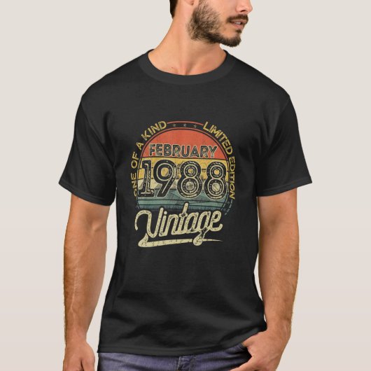 ヴィンテージレトロ1988年2月34th誕生日ギフト34 tシャツ (正面)