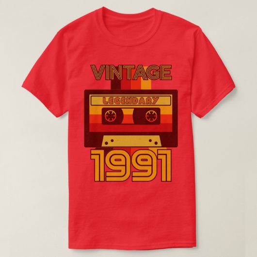 ヴィンテージレトロ1991伝説的カセットテープ Tシャツ (デザイン正面)