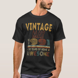 ヴィンテージレトロ1991年5月30日誕生日30歳 Tシャツ