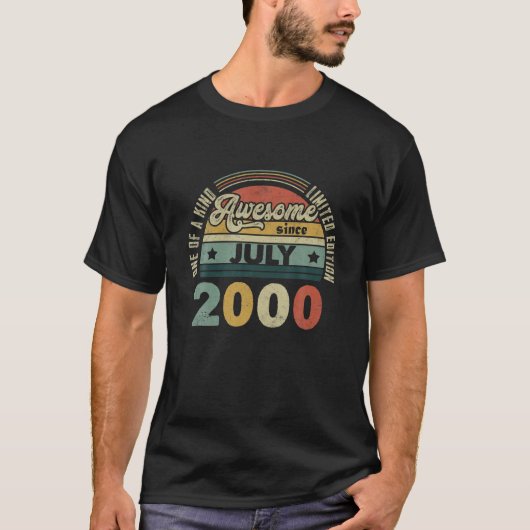 ヴィンテージレトロ2000年7月21日誕生日プレゼント21年 Tシャツ (正面)