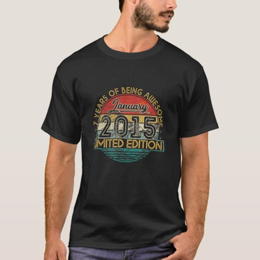 ヴィンテージレトロ2015年1月7日誕生日ギフト7年 Tシャツ (正面)