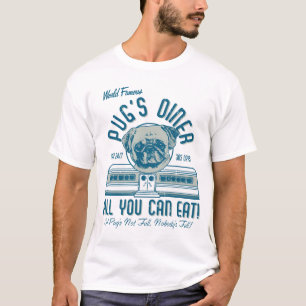 ヴィンテージレトロ50sスタイルパグダイナー（灰色） tシャツ