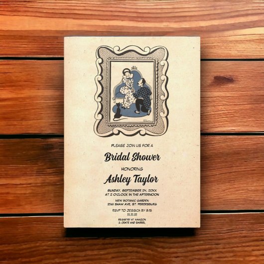 ヴィンテージレトロ50sロマンチック素朴ブライダルシャワー 招待状