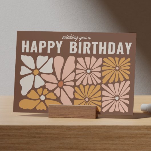ヴィンテージレトロ60sフローラハッピーバースデーカード カード