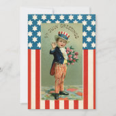 ヴィンテージレトロ7月4日USA若い叔父サム シーズンカード (正面)