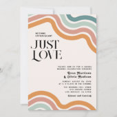 ヴィンテージレトロ70ズレインボージャストラヴ結婚ィーズ 招待状 (正面)