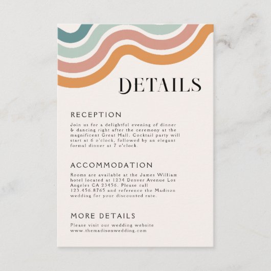 ヴィンテージレトロ70ズレインボー結婚ズ詳細 エンクロージャーカード (正面)