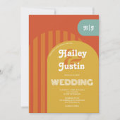 ヴィンテージレトロ70年代テラコッタアーチ結婚写真 招待状 (正面)