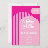 ヴィンテージレトロ70年代ピンクアーチ結婚写真 招待状 (正面)