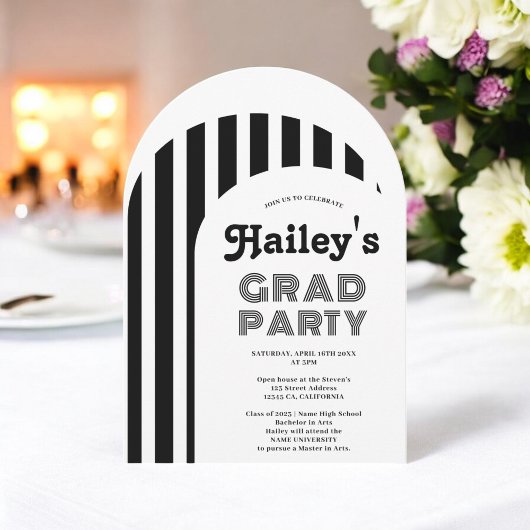 ヴィンテージレトロ70年代ブラックアーチ写真卒業 招待状