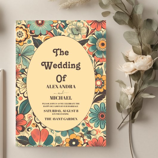 ヴィンテージレトロ70結婚s 招待状