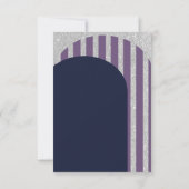 ヴィンテージレトロ70sネイビーブルーアーチウェディングrsvp 招待状 (裏面)