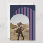 ヴィンテージレトロ70sネイビー銀アーチ写真結婚の写真 招待状 (裏面)