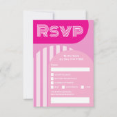 ヴィンテージレトロ70sホットピンクのアーチ結婚式rsvp 招待状 (正面)