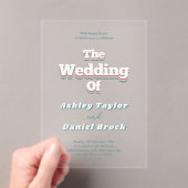 ヴィンテージレトロ70s Groovyスタイリッシュモダン結婚の アクリル招待状 (インサイチュ (ポータブル))