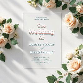 ヴィンテージレトロ70s Groovyスタイリッシュモダン結婚の アクリル招待状