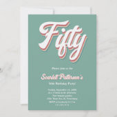 ヴィンテージレトロ70s Groovyトレンディー50誕生日 招待状 (正面)