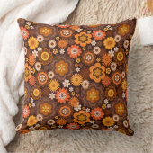 ヴィンテージレトロ70s Groovyフローラルパターン クッション (ブランケット)